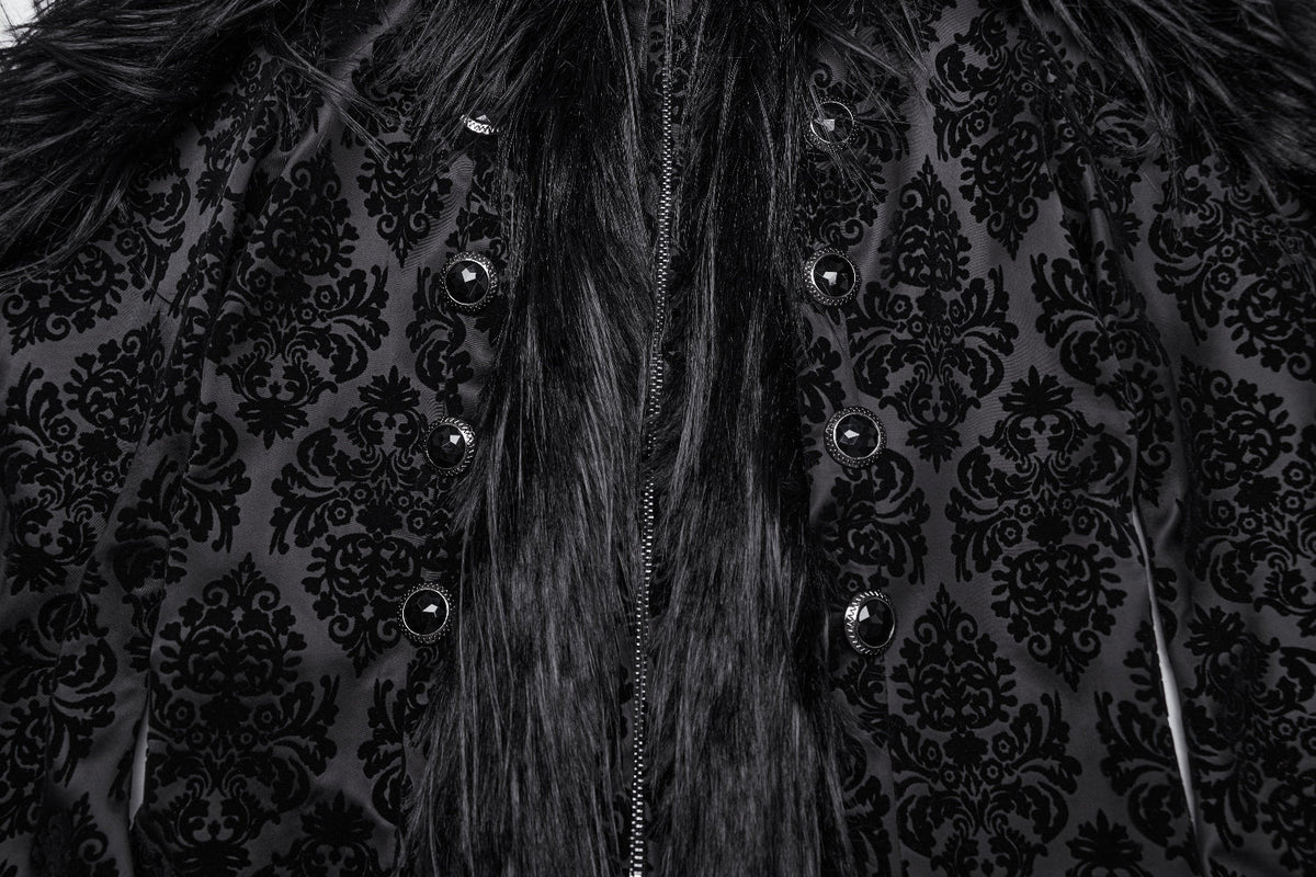 Punk Rave Morrigan Goth Gorgeous Jacquard Coat - Black