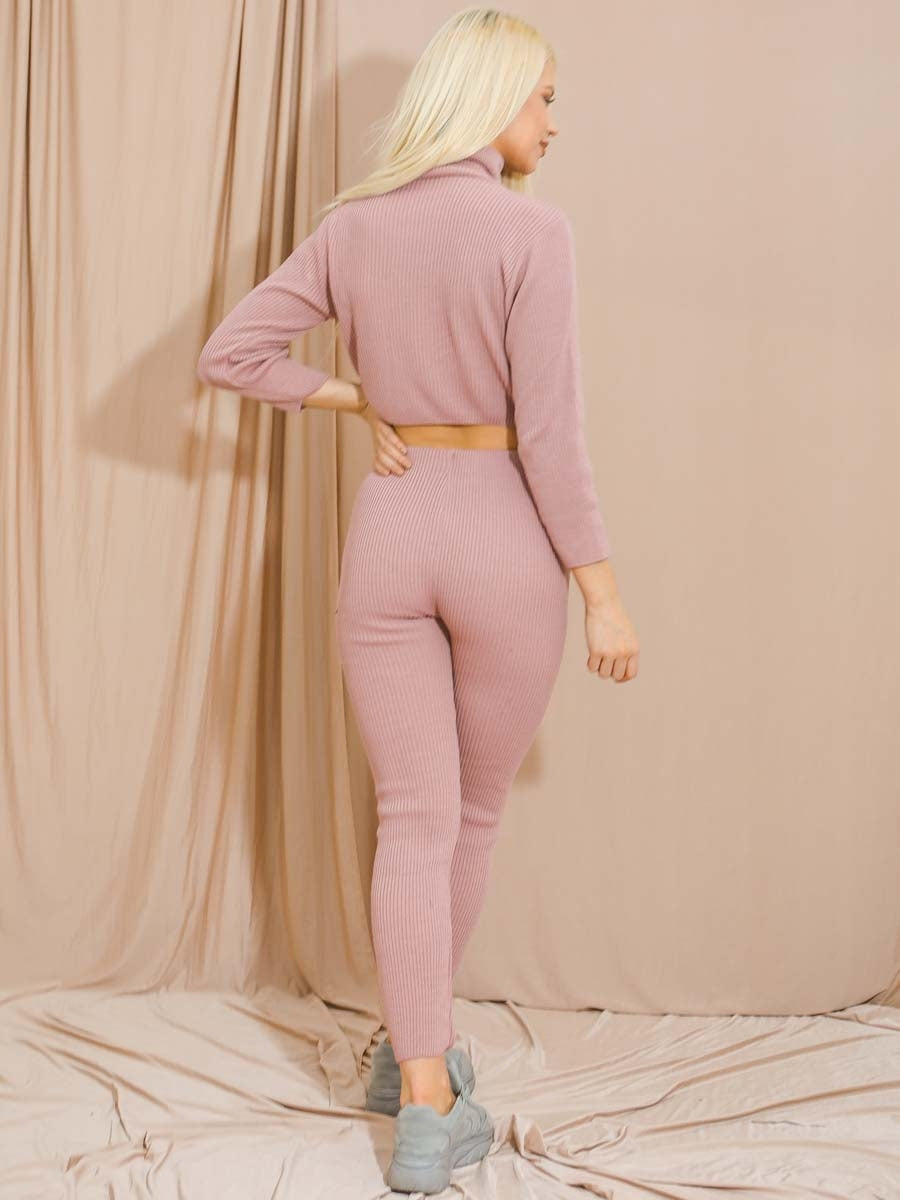 Roll Neck Knitted Ribbed Co-ord