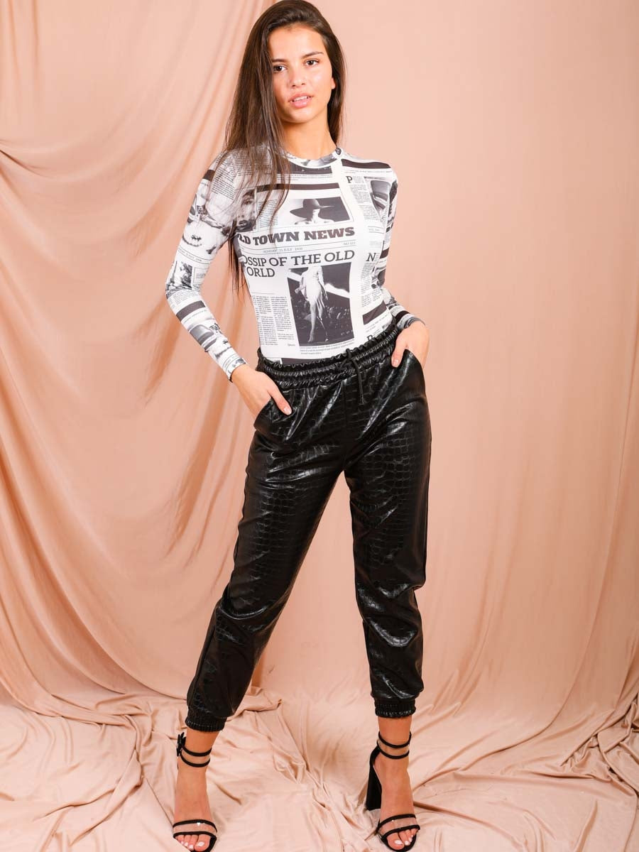 Newspaper Print Bodysuit