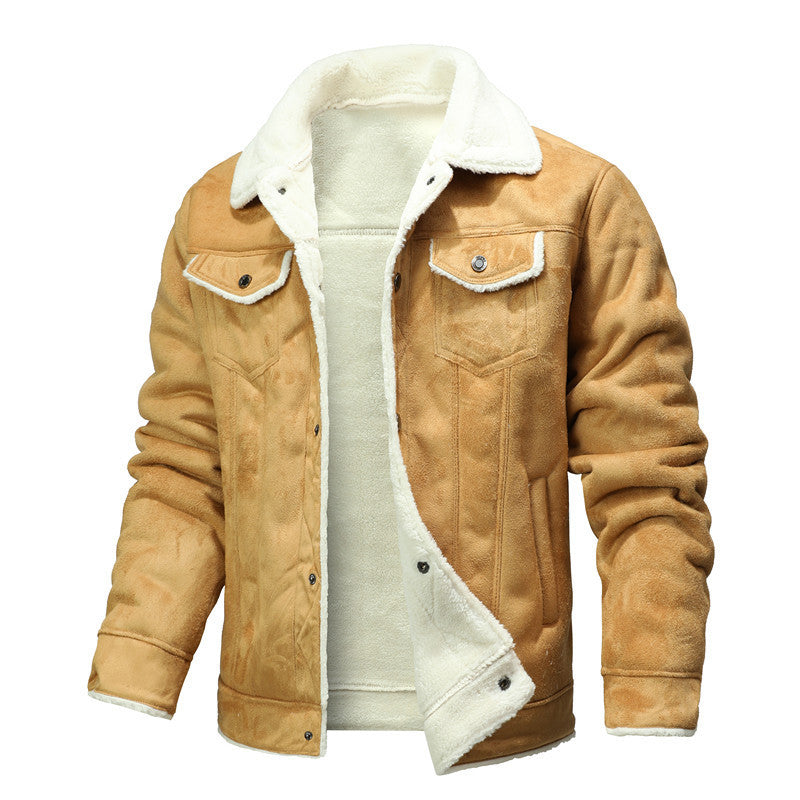 Men’s Autumn & Winter Fur-Lapel Slim Fit Coat – Warm Korean-Style Jacket