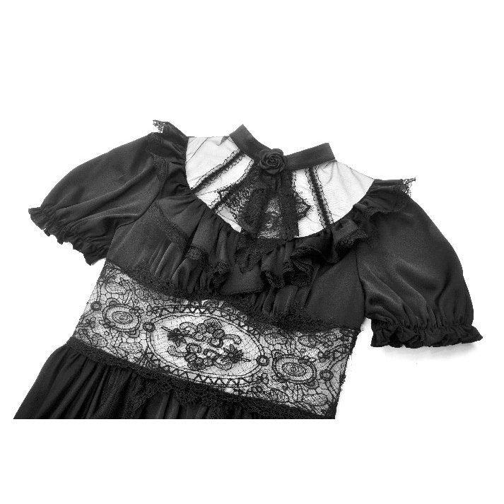 Dark in Love Ebon Rose High-Low Mesh & Lace Goth Dress