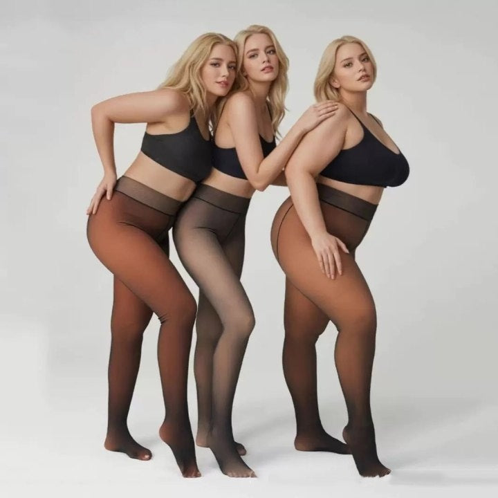 One-line True See-through Leggings Fleece-lined Warm Women's Outer Wear Pantyhose