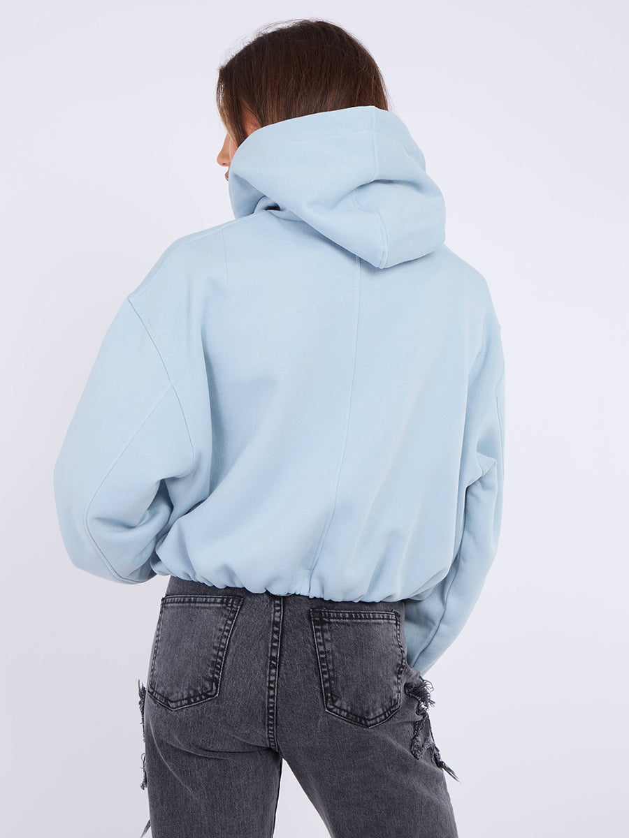 Bubble Hem Cropped Fleece Lined Jacket