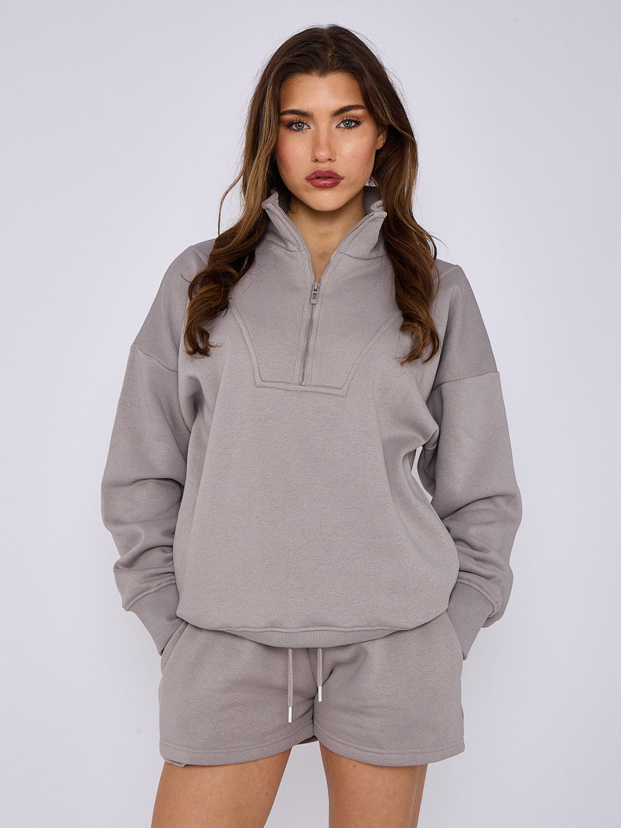 1/2 Zip Top & Shorts Fleece Co-ord
