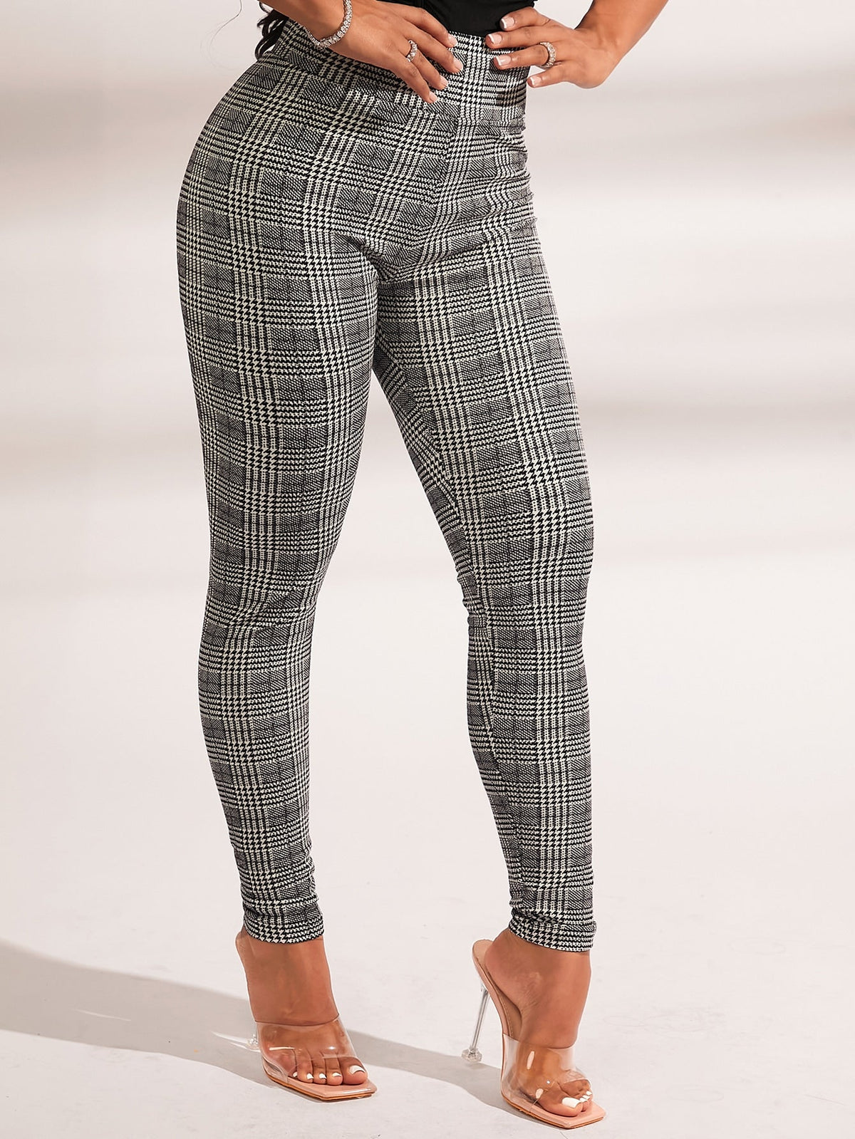 SXY Plaid Print Wideband Waist Leggings