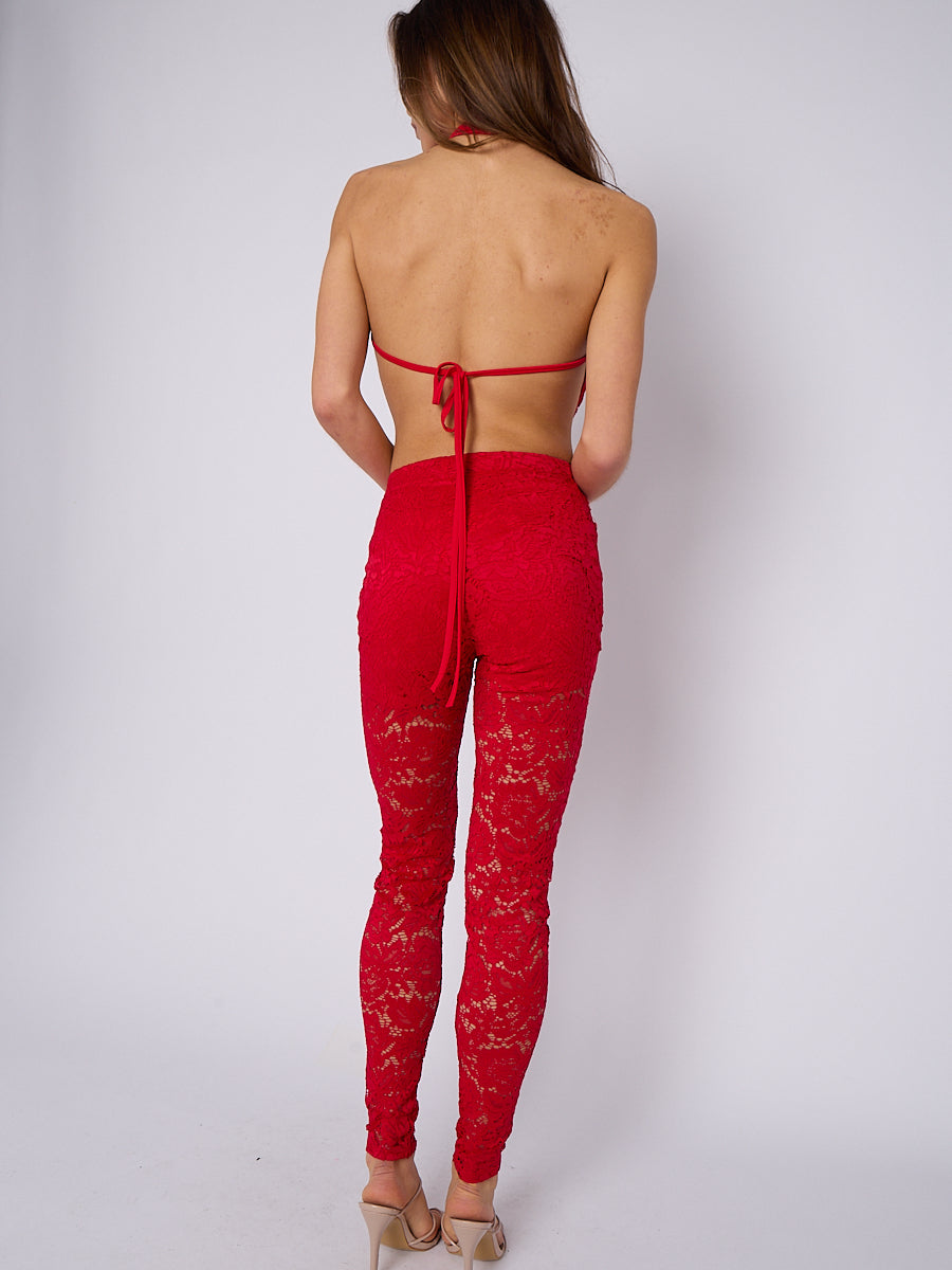 Lace Detail Tie-up Bralet & Trouser Co-ord