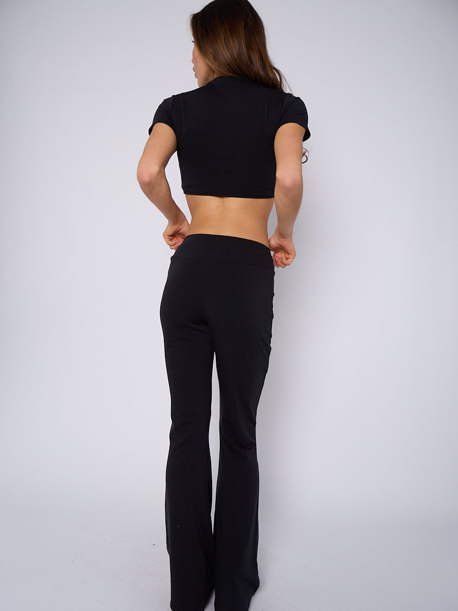 Crucifix Graphic Crop Top & Flare Trouser Co-ord