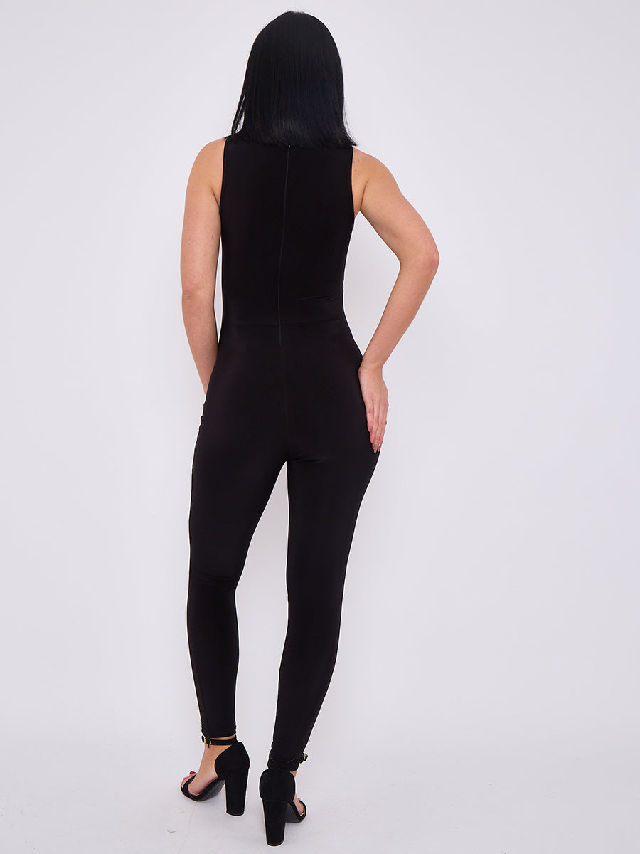 Tie Knot Detail Cut Out Slinky Jumpsuit