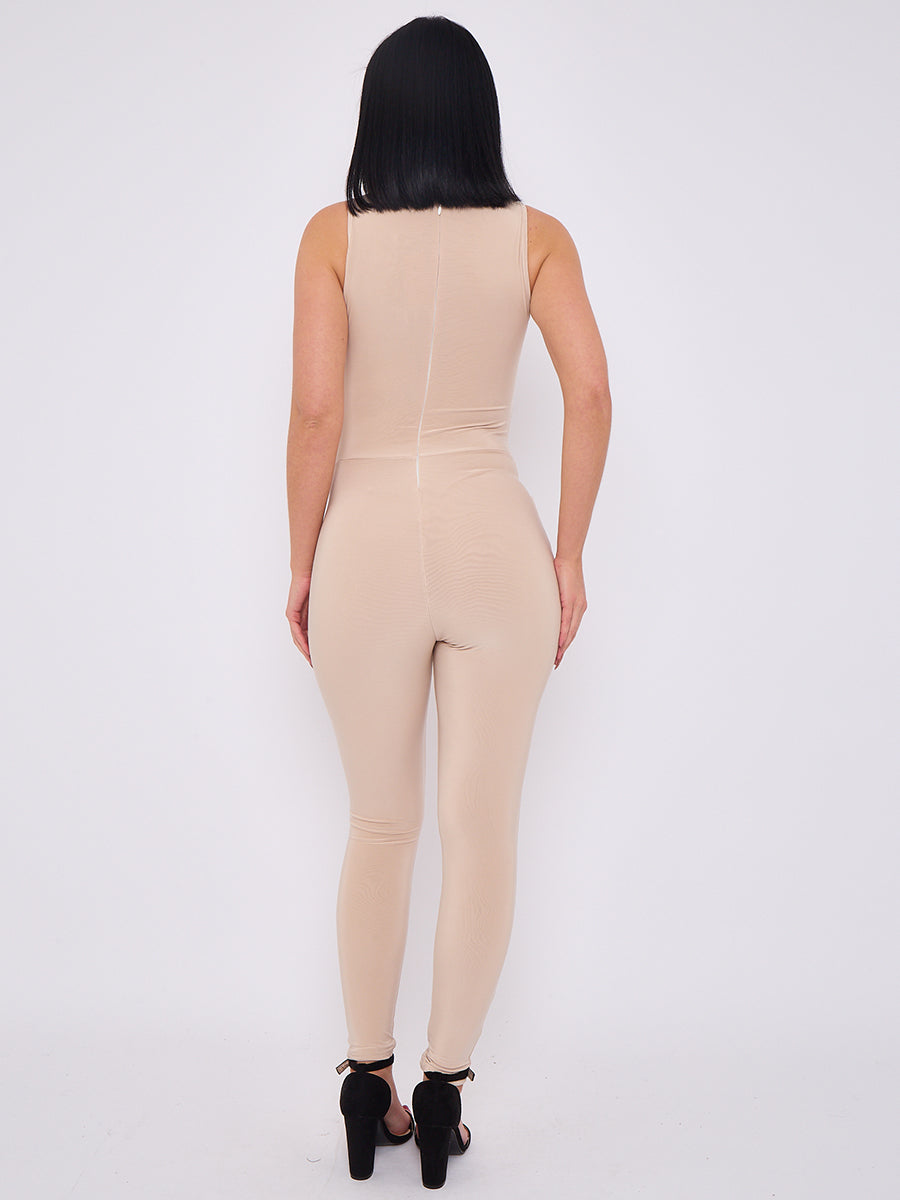 Tie Knot Detail Cut Out Slinky Jumpsuit
