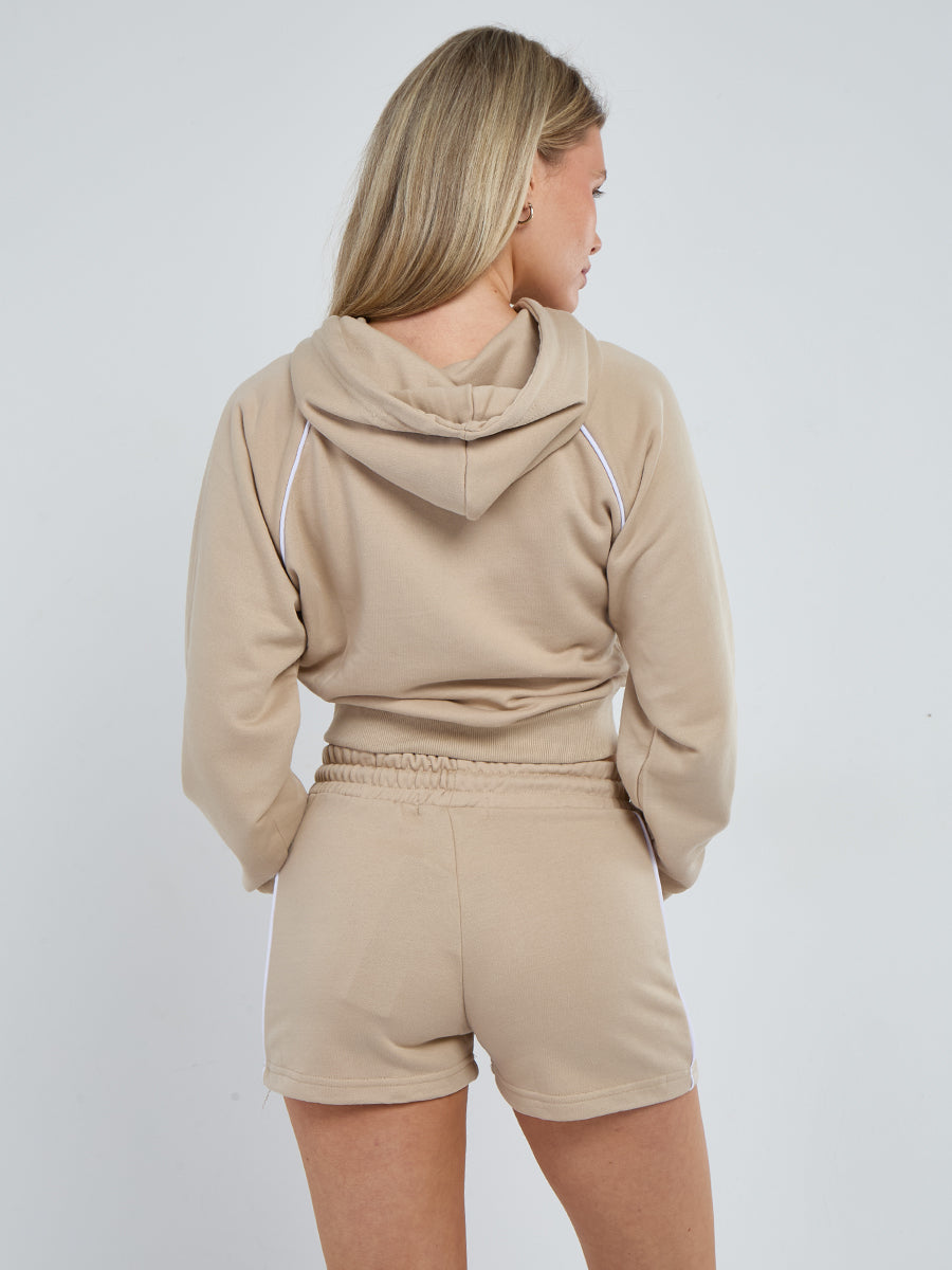 Piping Detail Hoodie & Shorts Co-ord