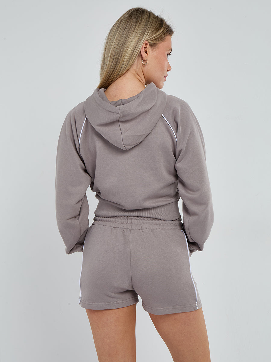 Piping Detail Hoodie & Shorts Co-ord
