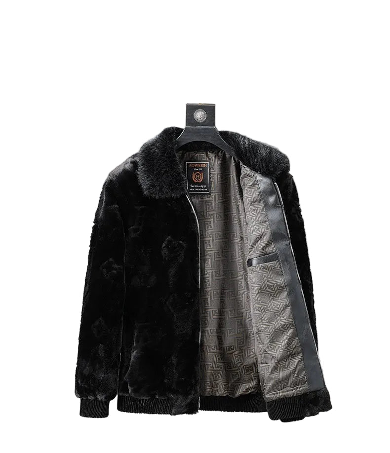 Mens Western-style Jacket Fur Coat Sweater