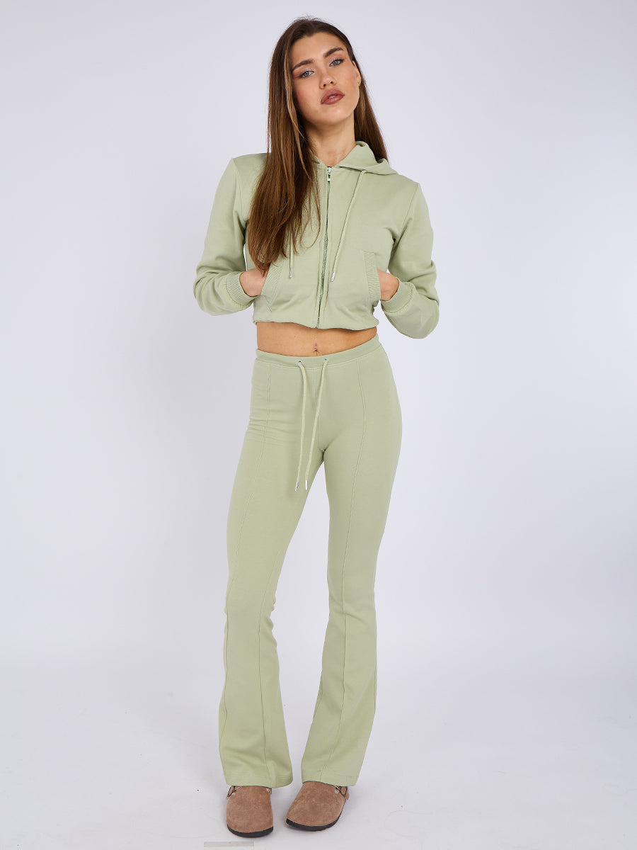 Interlock Cropped Zip Hoodie and Flared Trouser Set