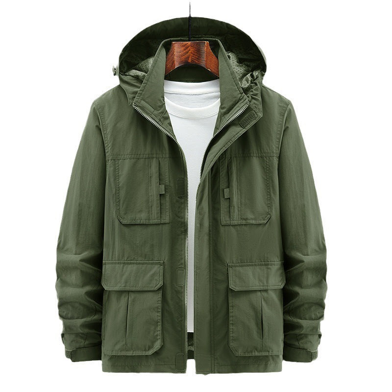 Men’s Fashion Casual Loose Outdoor Shell Jacket – Lightweight Windbreaker Coat