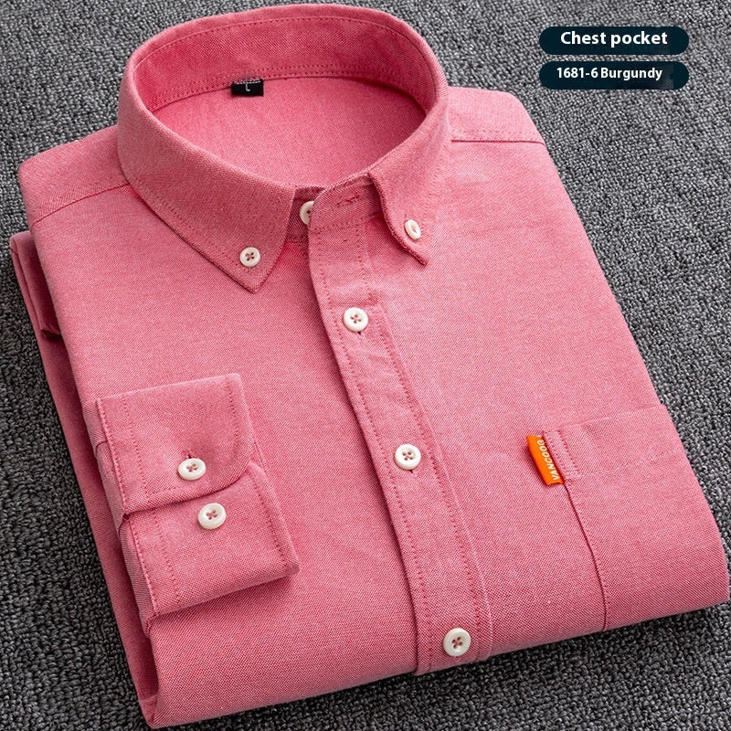 Men's Premium Oxford Cotton Shirt - Long Sleeve Button Down Dress Shirt