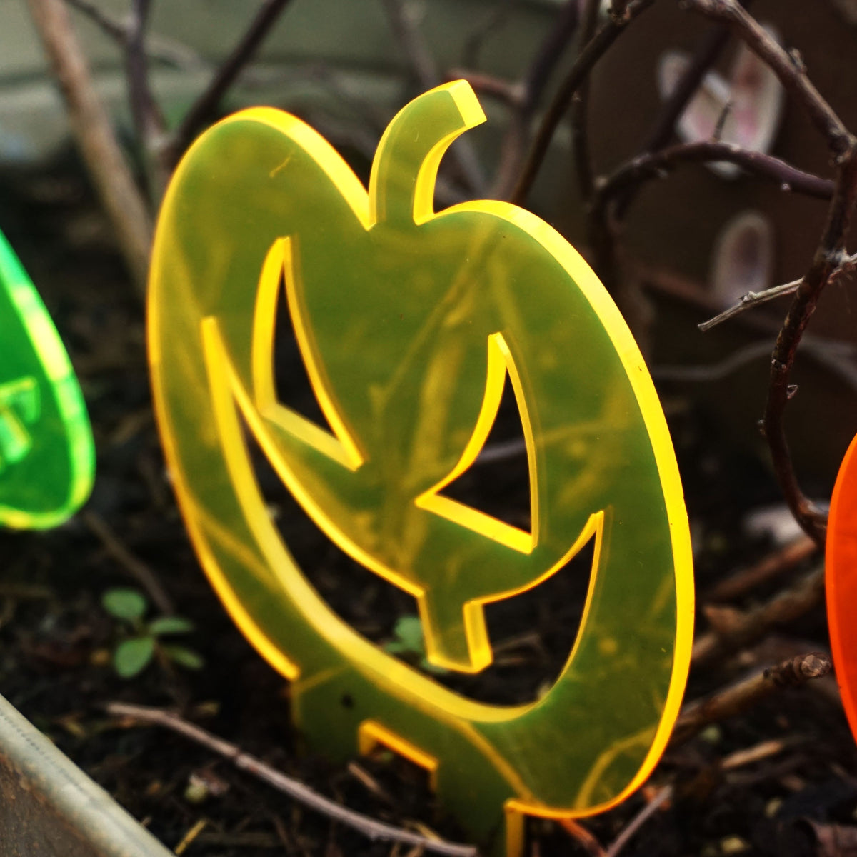 Garden Décor Ornament Stakes Set of 3 'Halloween Pumpkins'
