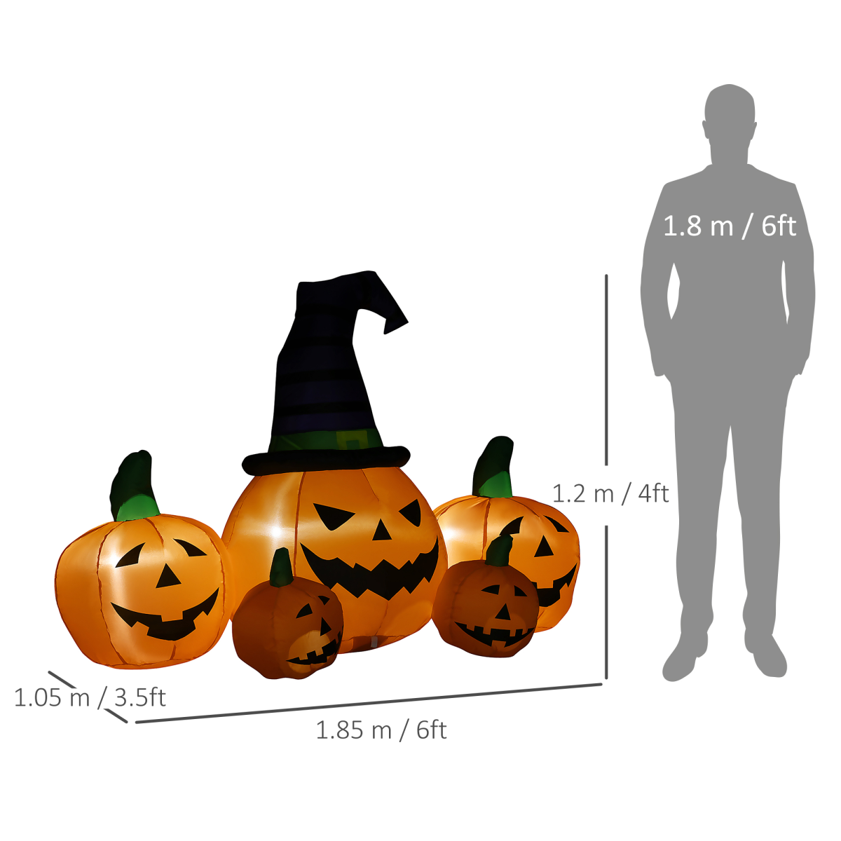 6ft Inflatable Halloween Pumpkin Hat
