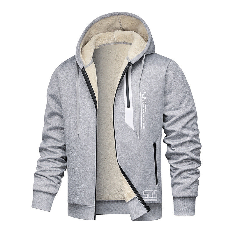 Men's Cashmere Fleece-Lined Thickened Hoodie Jacket