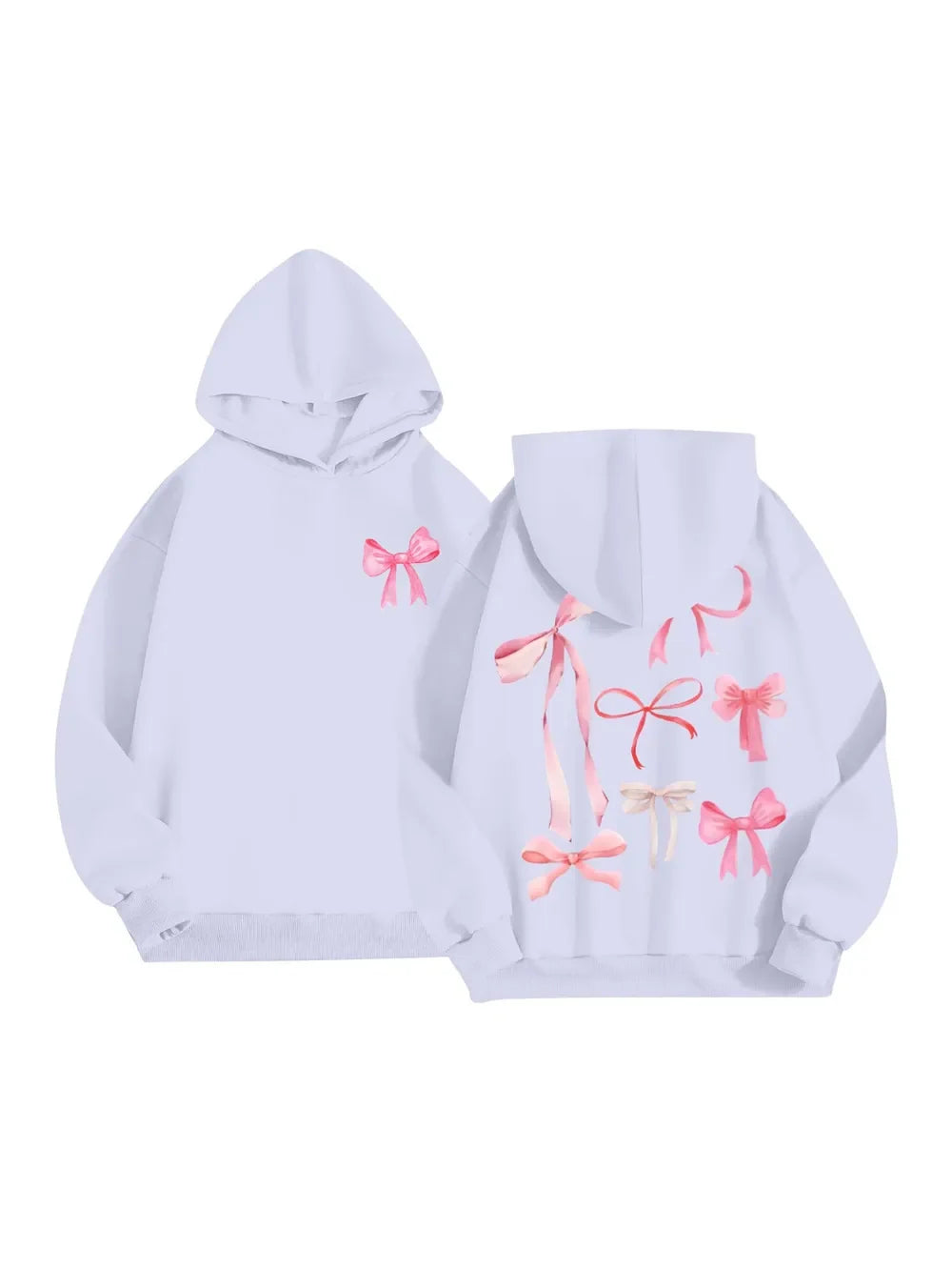 Bow Print Long Sleeve Hoodie