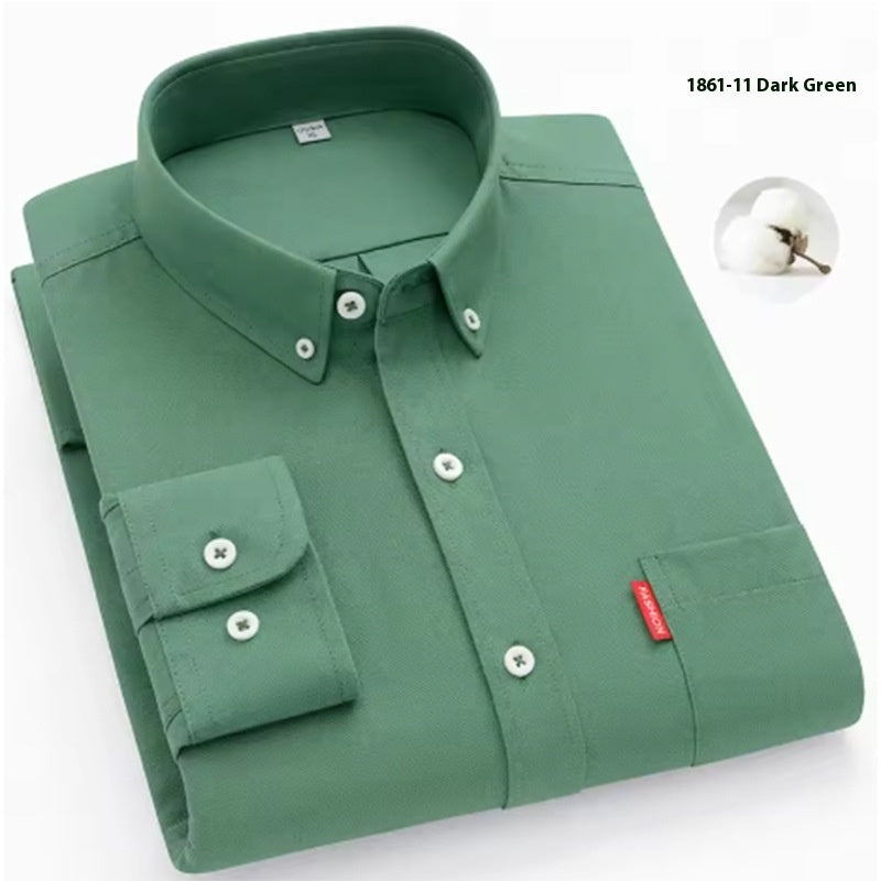 Men's Premium Oxford Cotton Shirt - Long Sleeve Button Down Dress Shirt