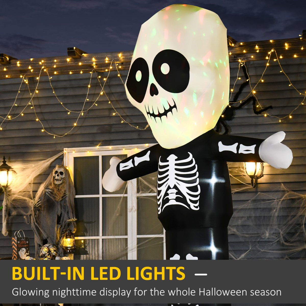 3M Halloween Inflatable Skeleton Ghost LED Lighted Décor Outdoor Indoor