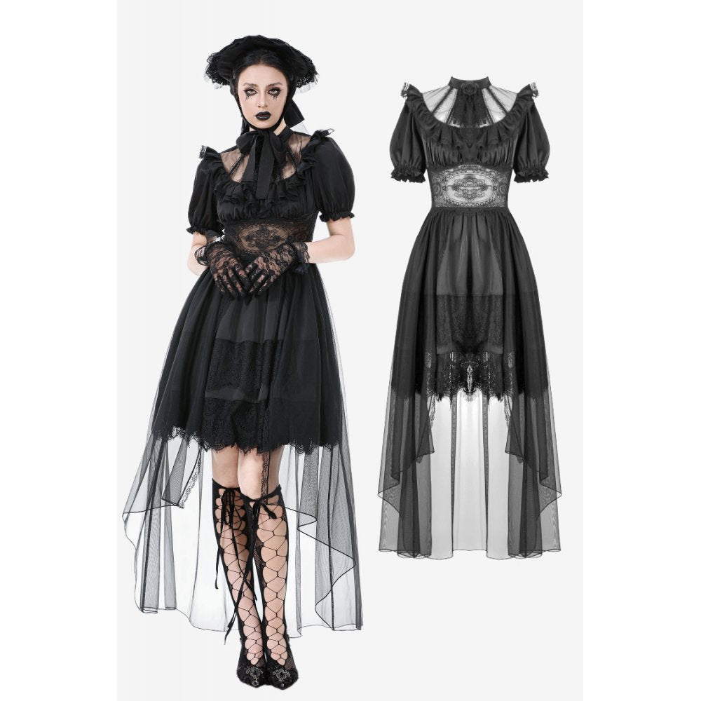 Dark in Love Ebon Rose High-Low Mesh & Lace Goth Dress