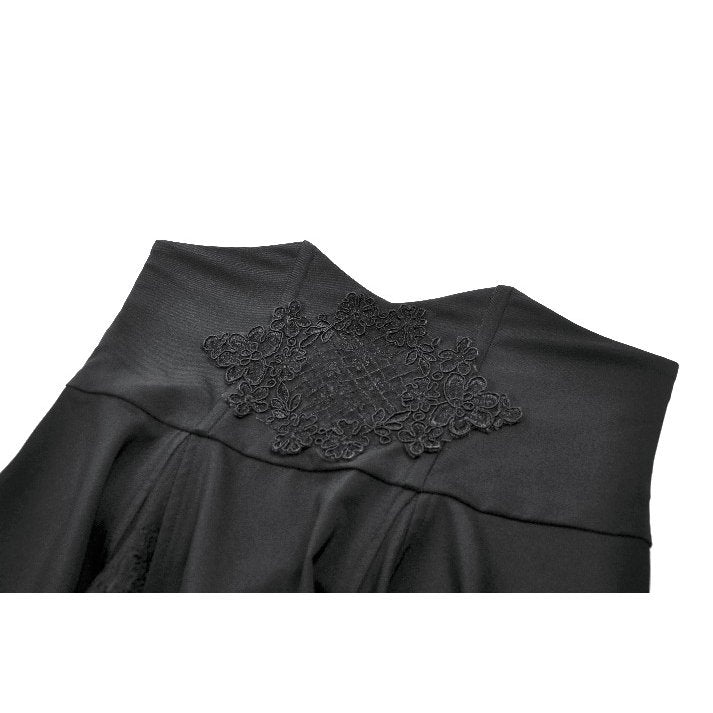 Dark in Love Dalaria High Waist Gothic Long Skirt - Lace Inset Panel