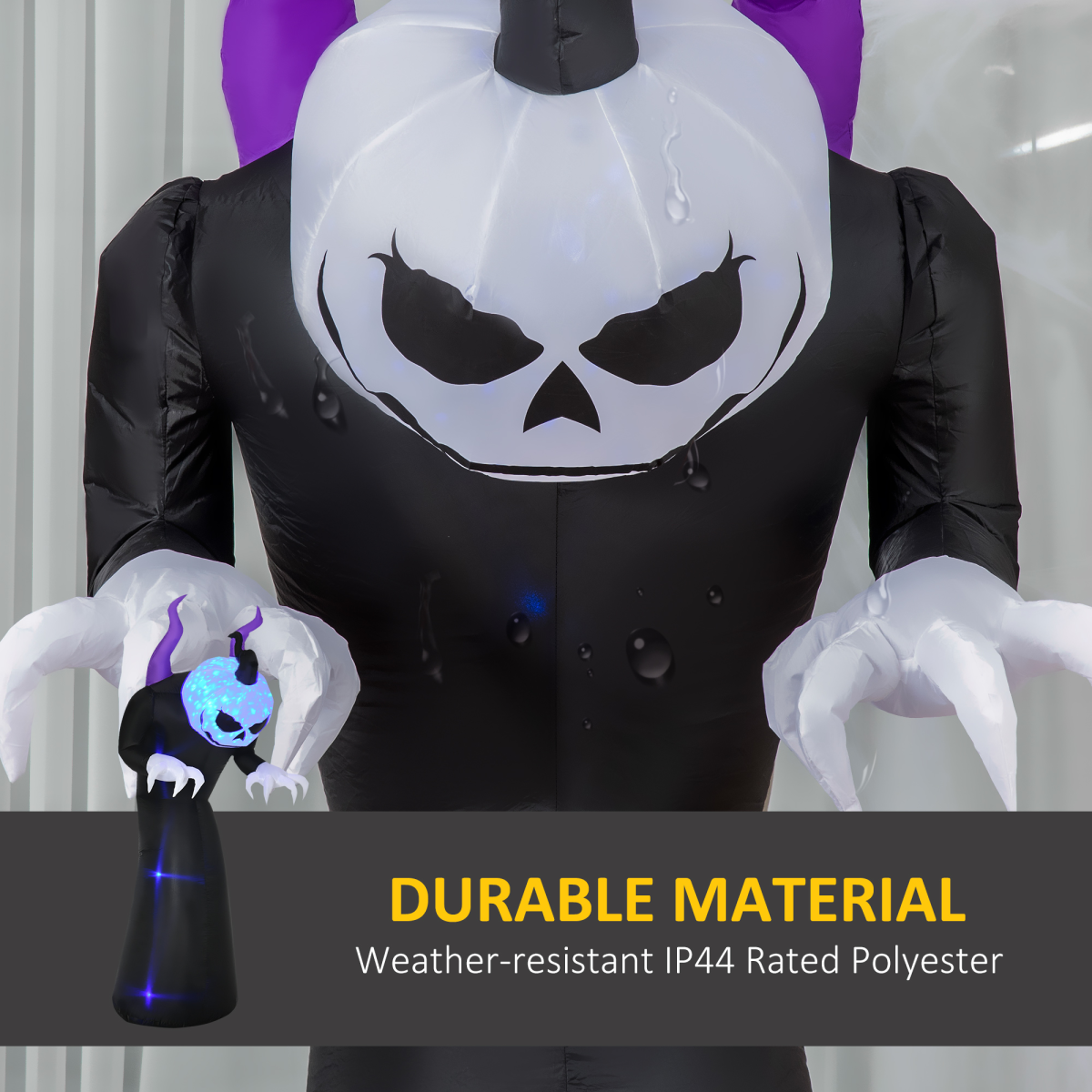 7FT Inflatable Halloween Ghost Horns with LED Flame Effect Outdoor Display
