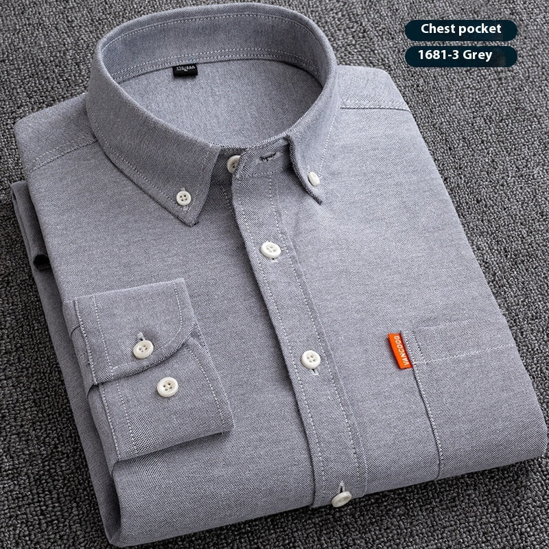 Men's Premium Oxford Cotton Shirt - Long Sleeve Button Down Dress Shirt