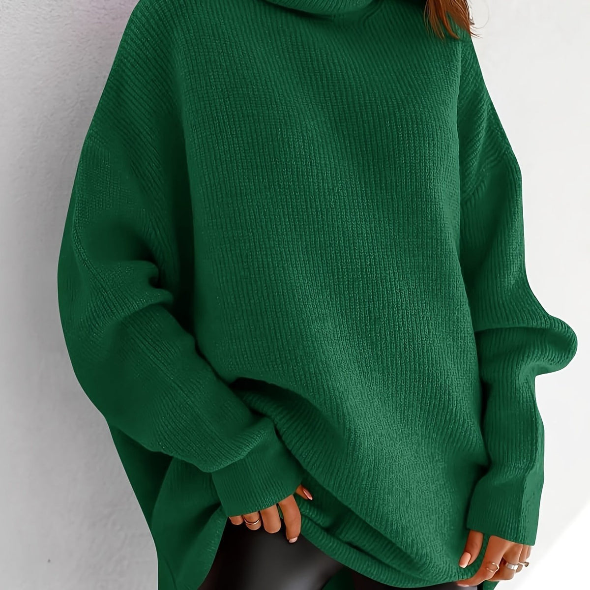 Women's Cozy Oversized Turtleneck Sweater Batwing Chunky
