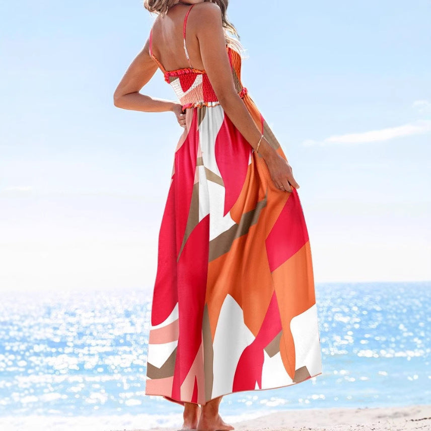 Summer Fashion Suspenders Sexy Backless Tube Top Swing Dress