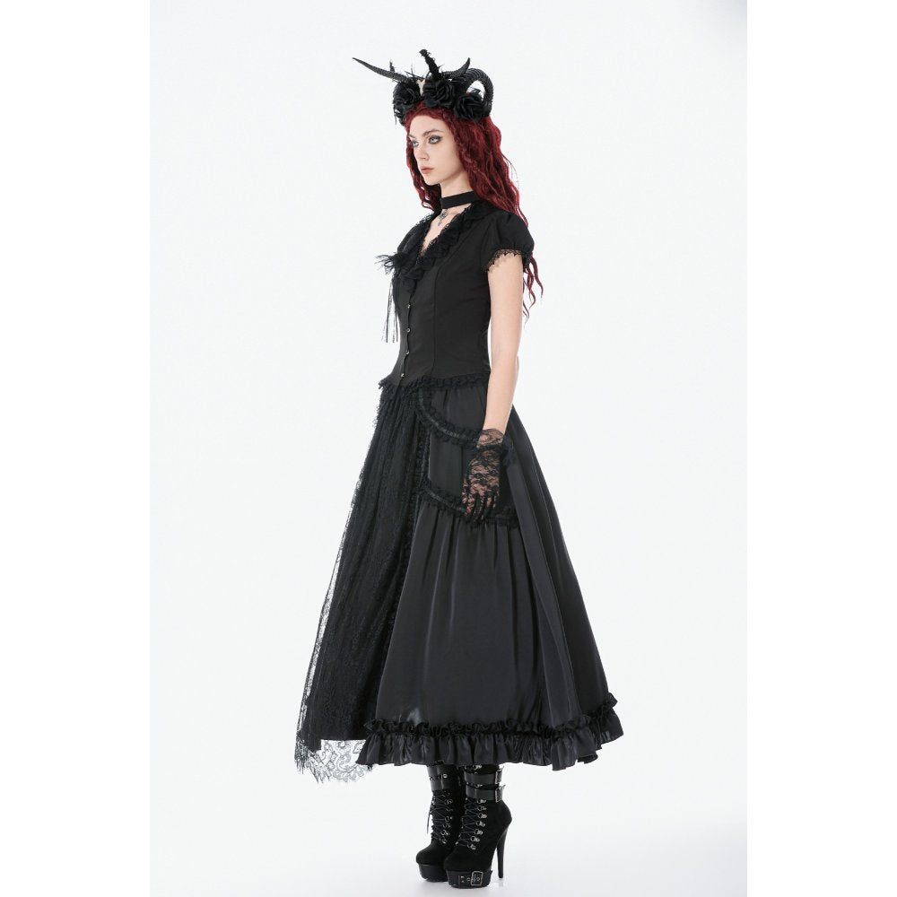 Dark in Love Courtly Cross Gem Gothic Blouse