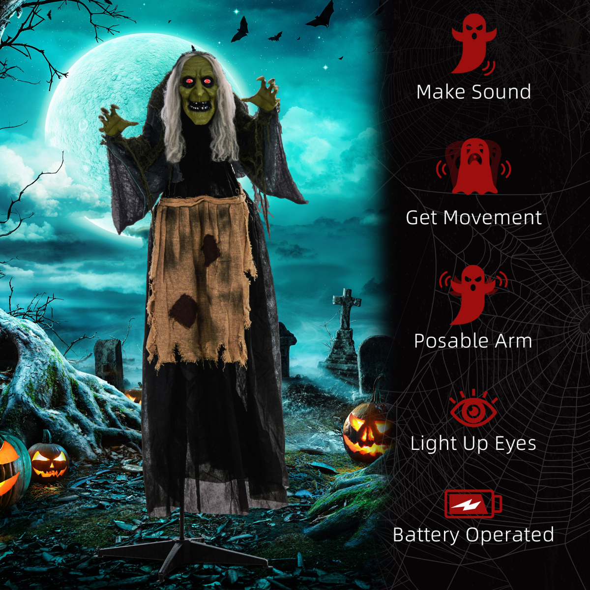 10FT Inflatable LED Halloween Ghost Decoration