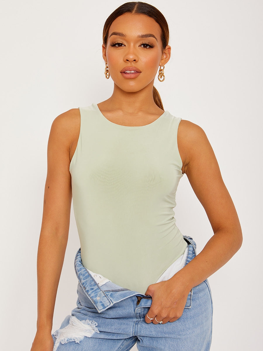Slinky Racer Back Sleeveless Bodysuit