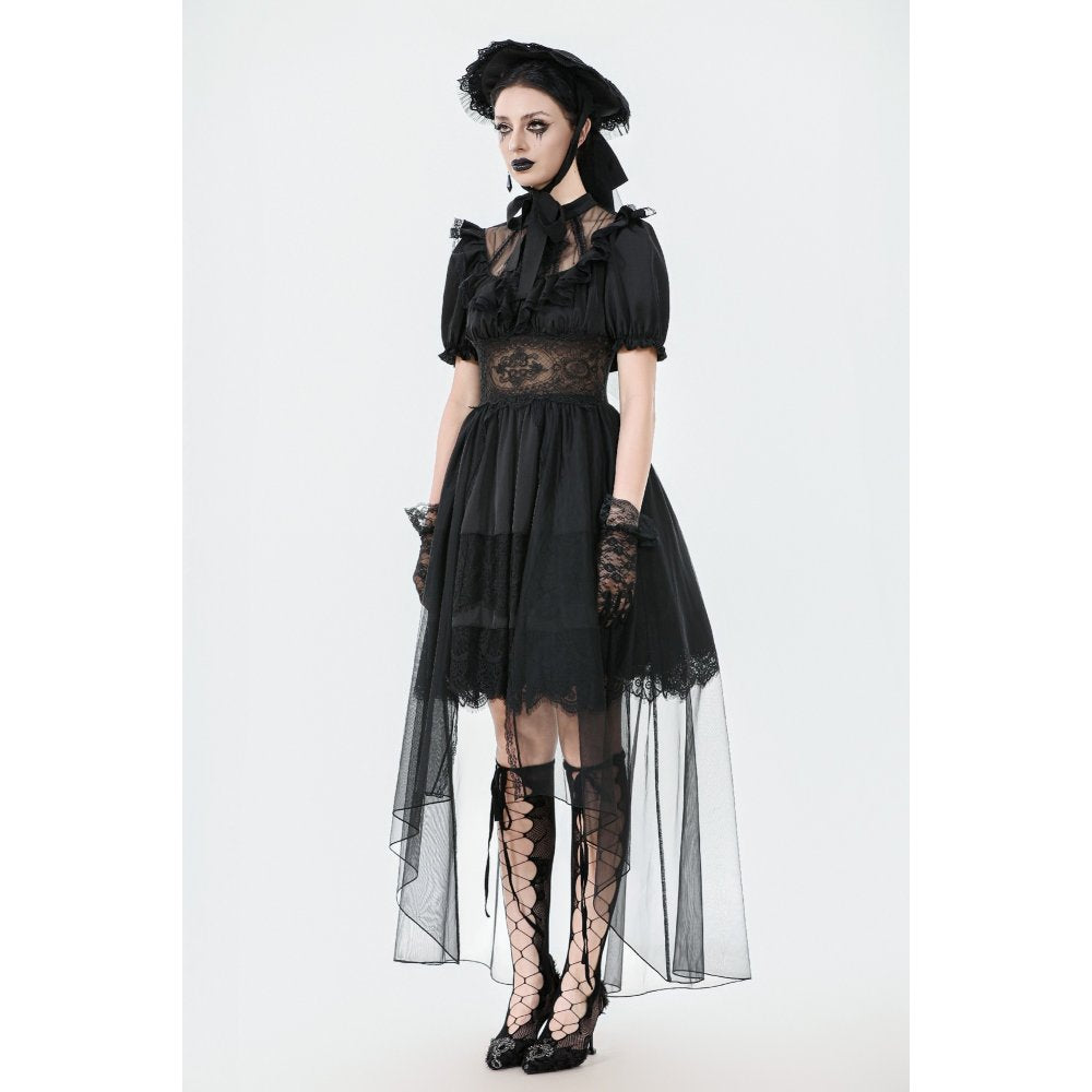 Dark in Love Ebon Rose High-Low Mesh & Lace Goth Dress