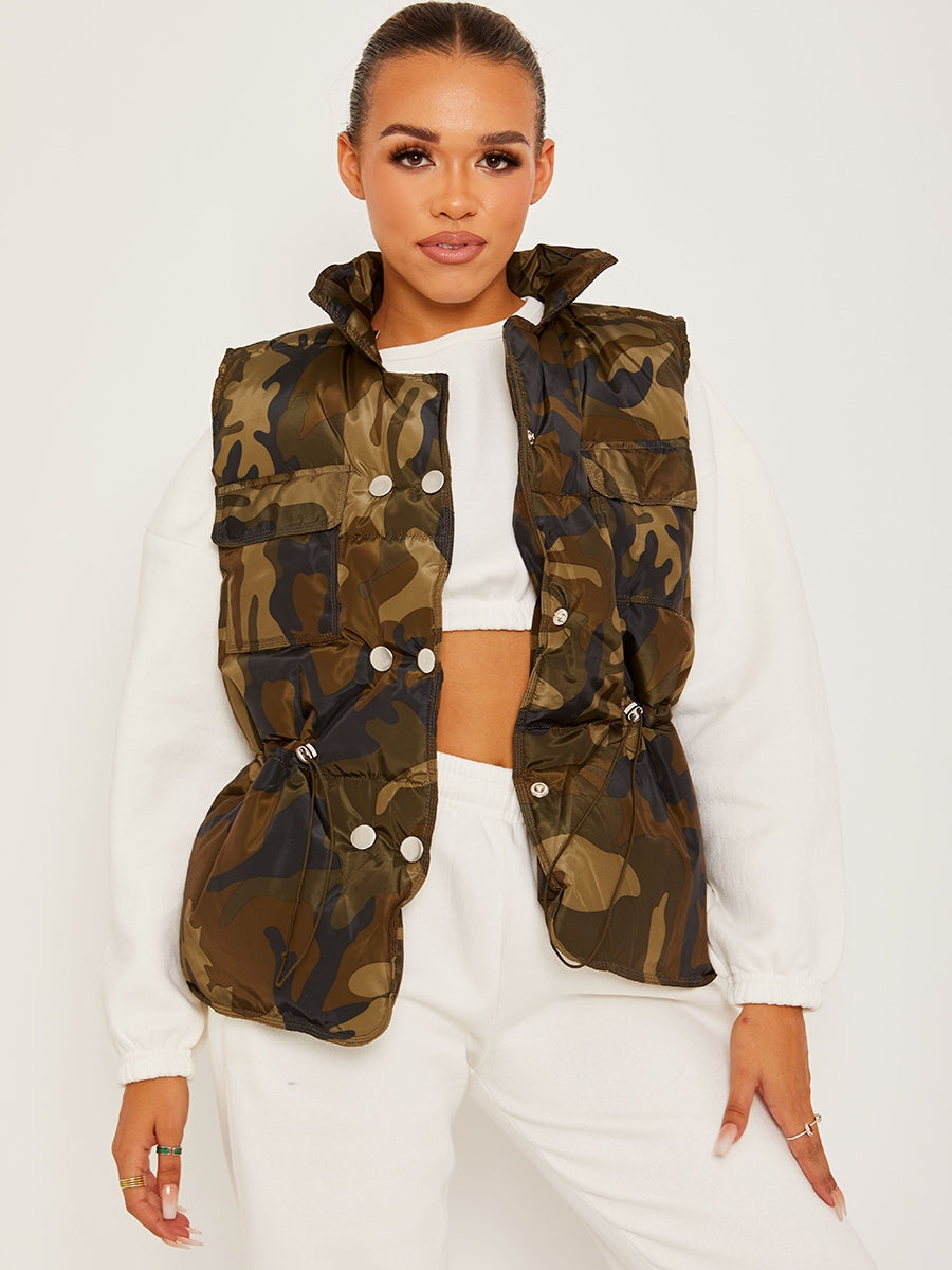 Silver Button Padded Gilet Waistcoat