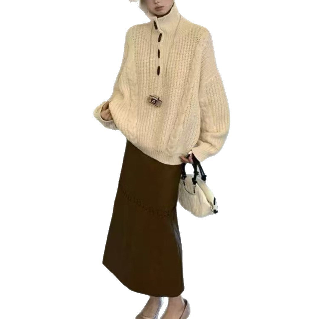 Turtleneck Twist Sweater Women's High-grade Casual