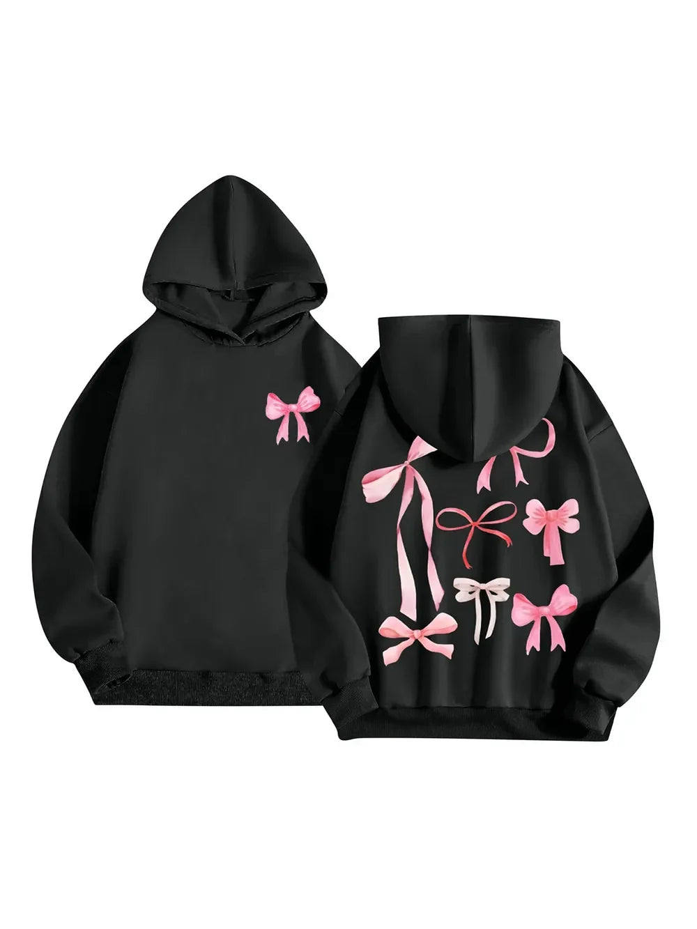 Bow Print Long Sleeve Hoodie