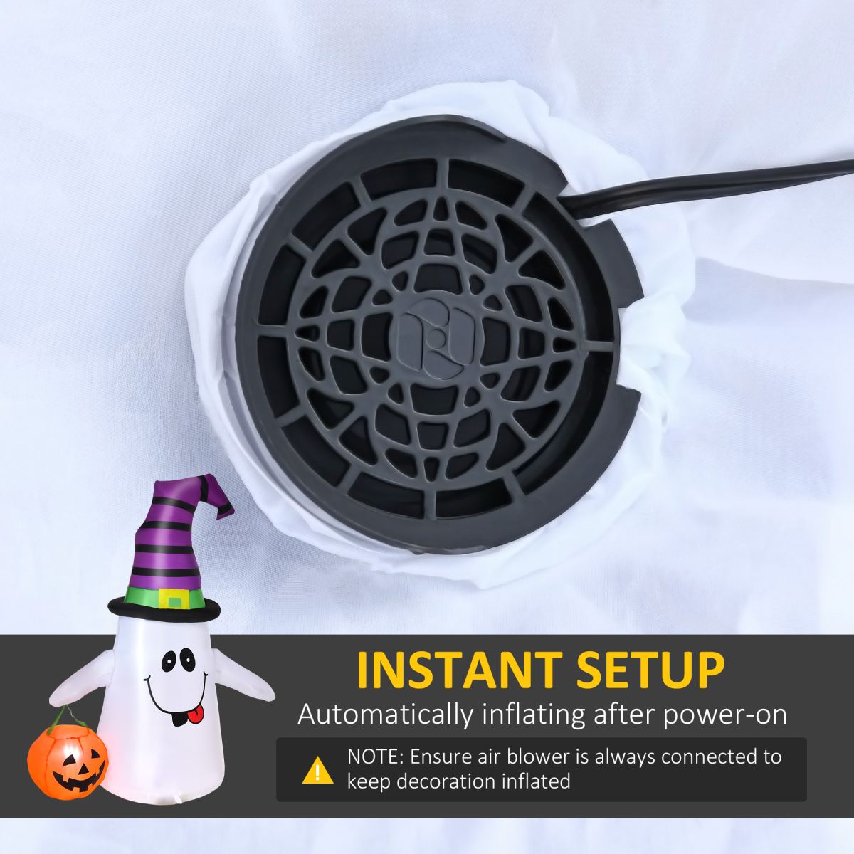 1.2m Witch Ghost Halloween Inflatable LED Pumpkin Lantern Weather-Resistant