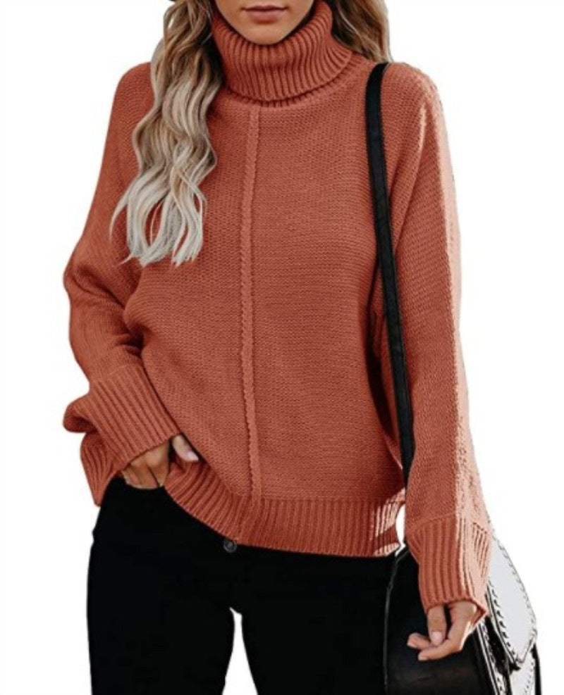 Turtleneck Loose OL Commuter Knit Sweater Plus Size Fashion Sweater Women