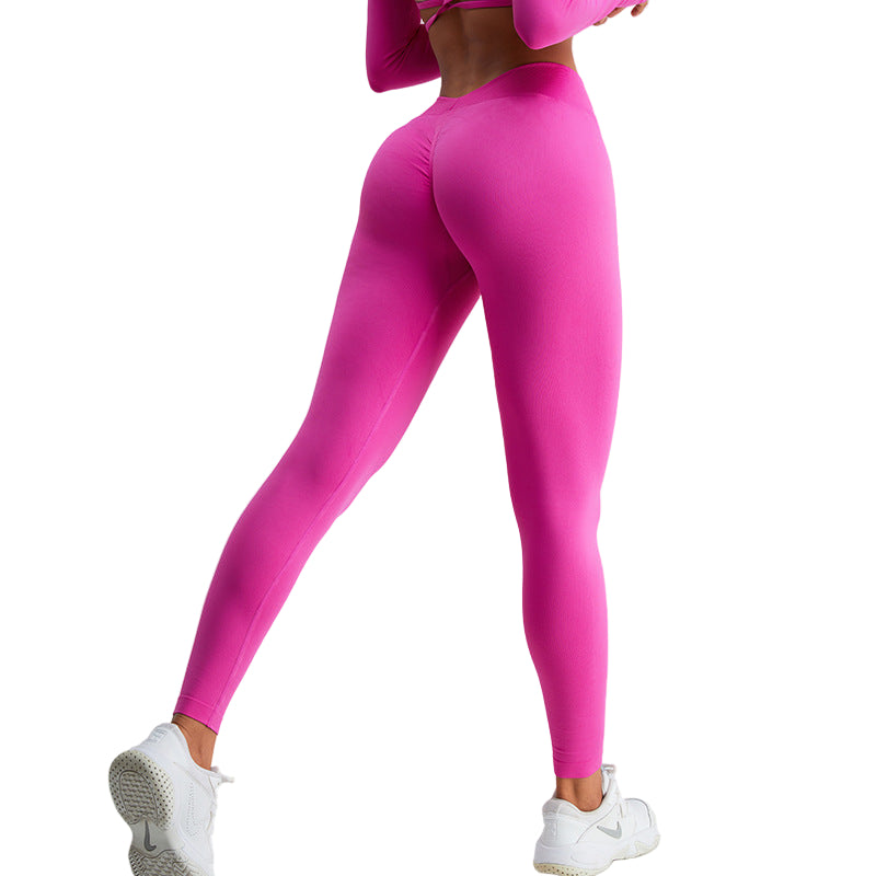 Seamless V Waist Yoga Pants Female High Waist Hip Lift