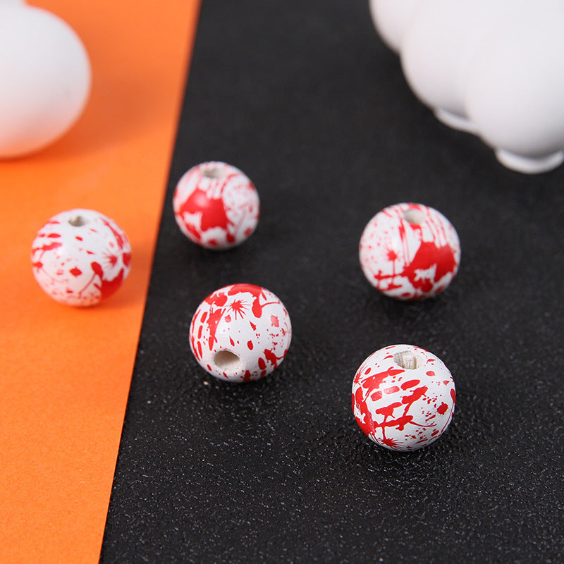 Halloween 16mm Straight Hole Pumpkin Ghost Bulk Wooden Bead