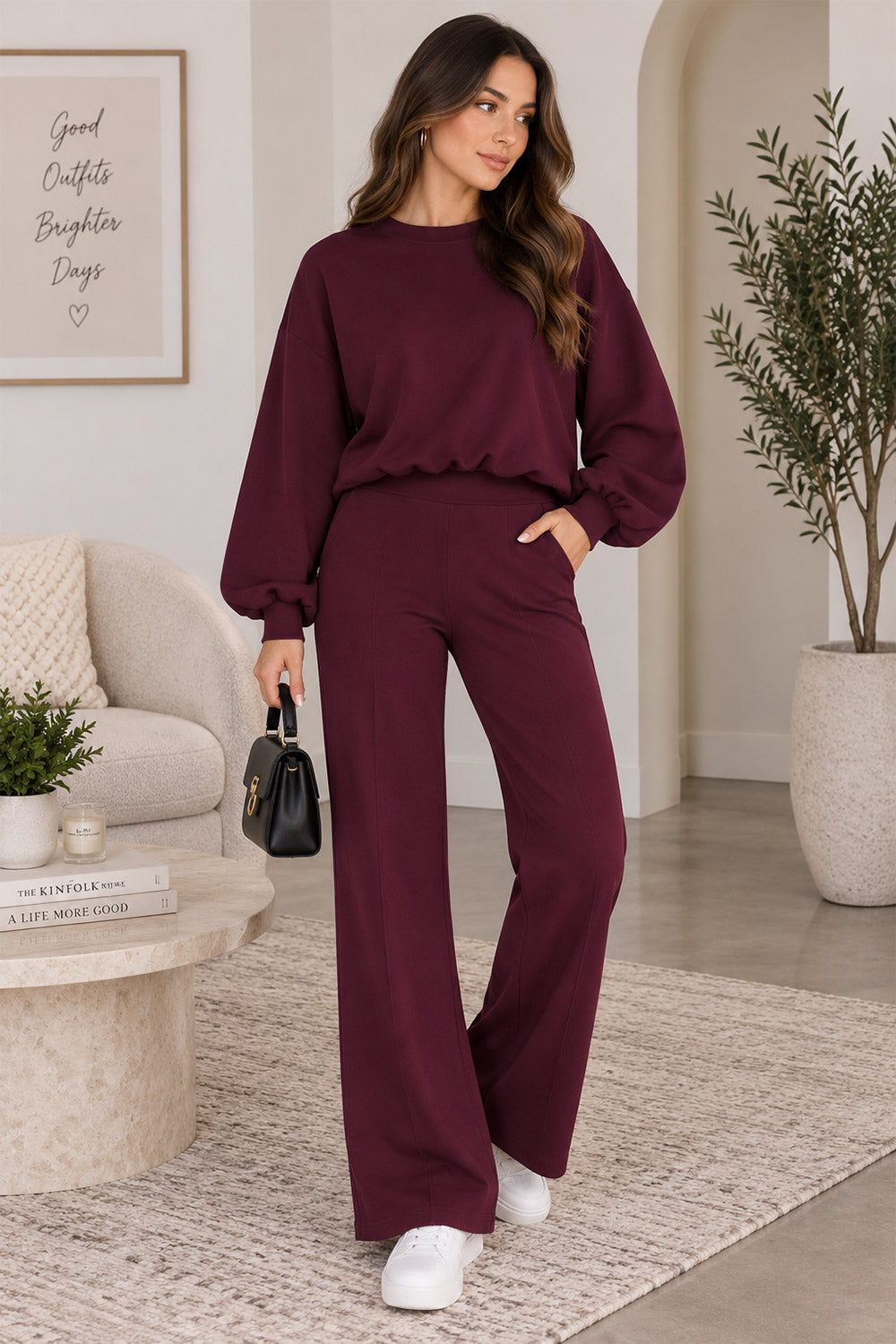 Balloon Sleeve Jumper & Flared Trouser Co-Ord Set