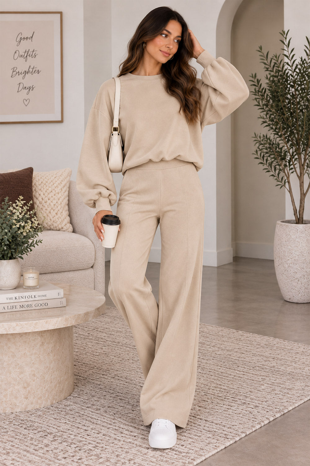 Balloon Sleeve Jumper & Flared Trouser Co-Ord Set