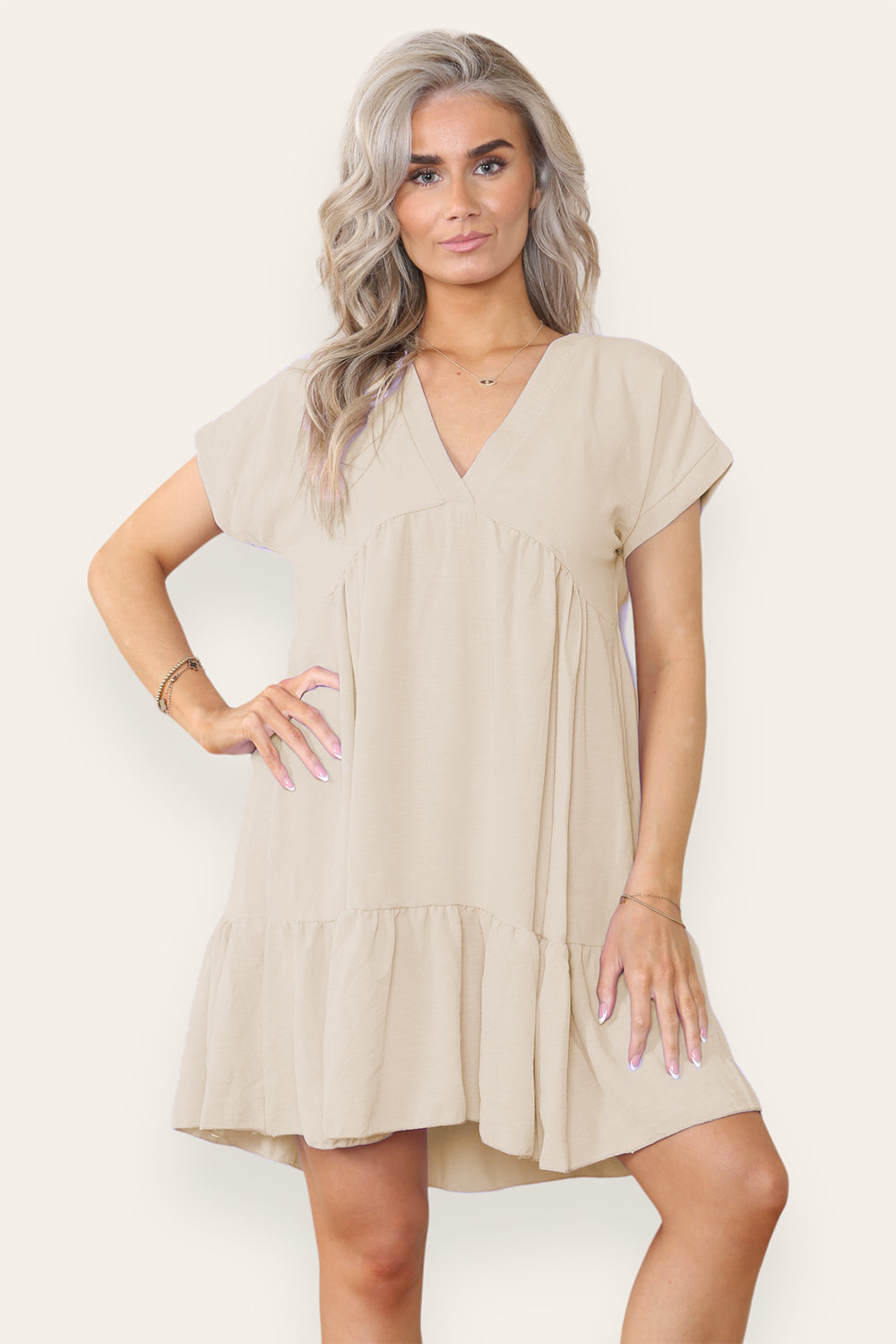 Womens Fancy Style Tiered Smock Dress