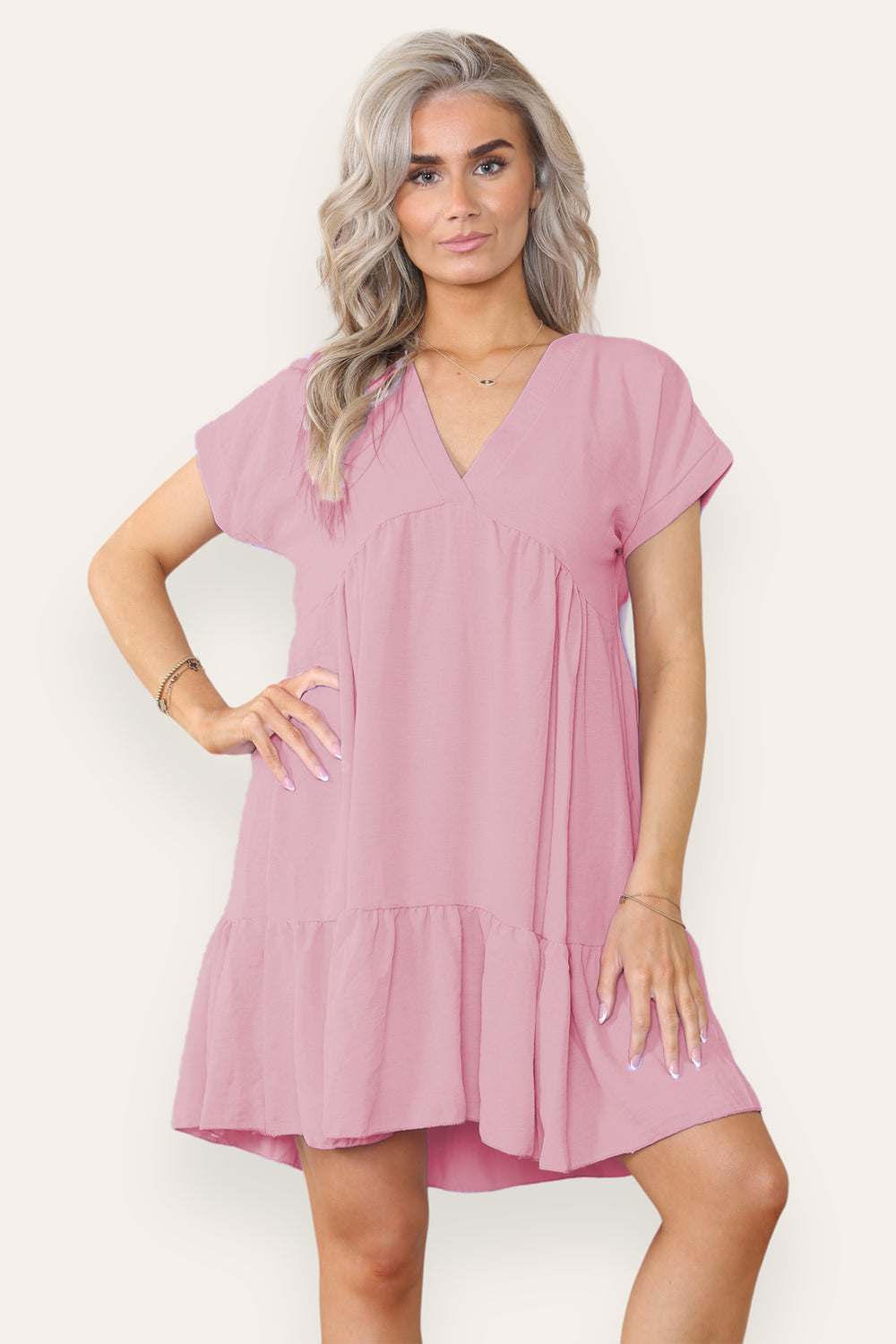 Womens Fancy Style Tiered Smock Dress