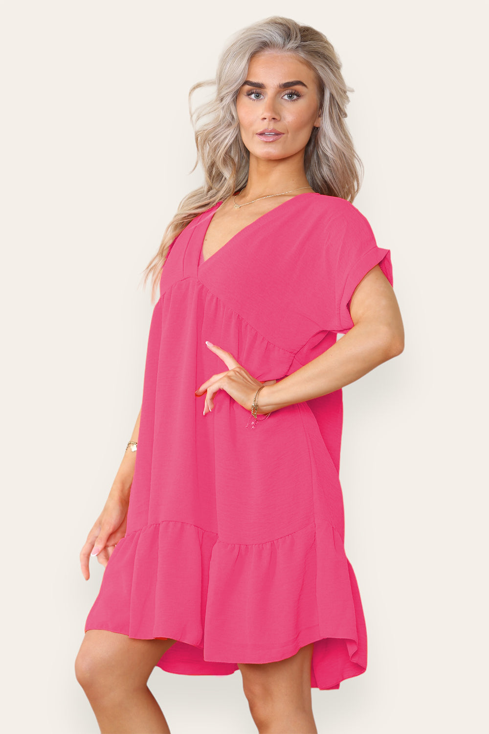 Womens Fancy Style Tiered Smock Dress