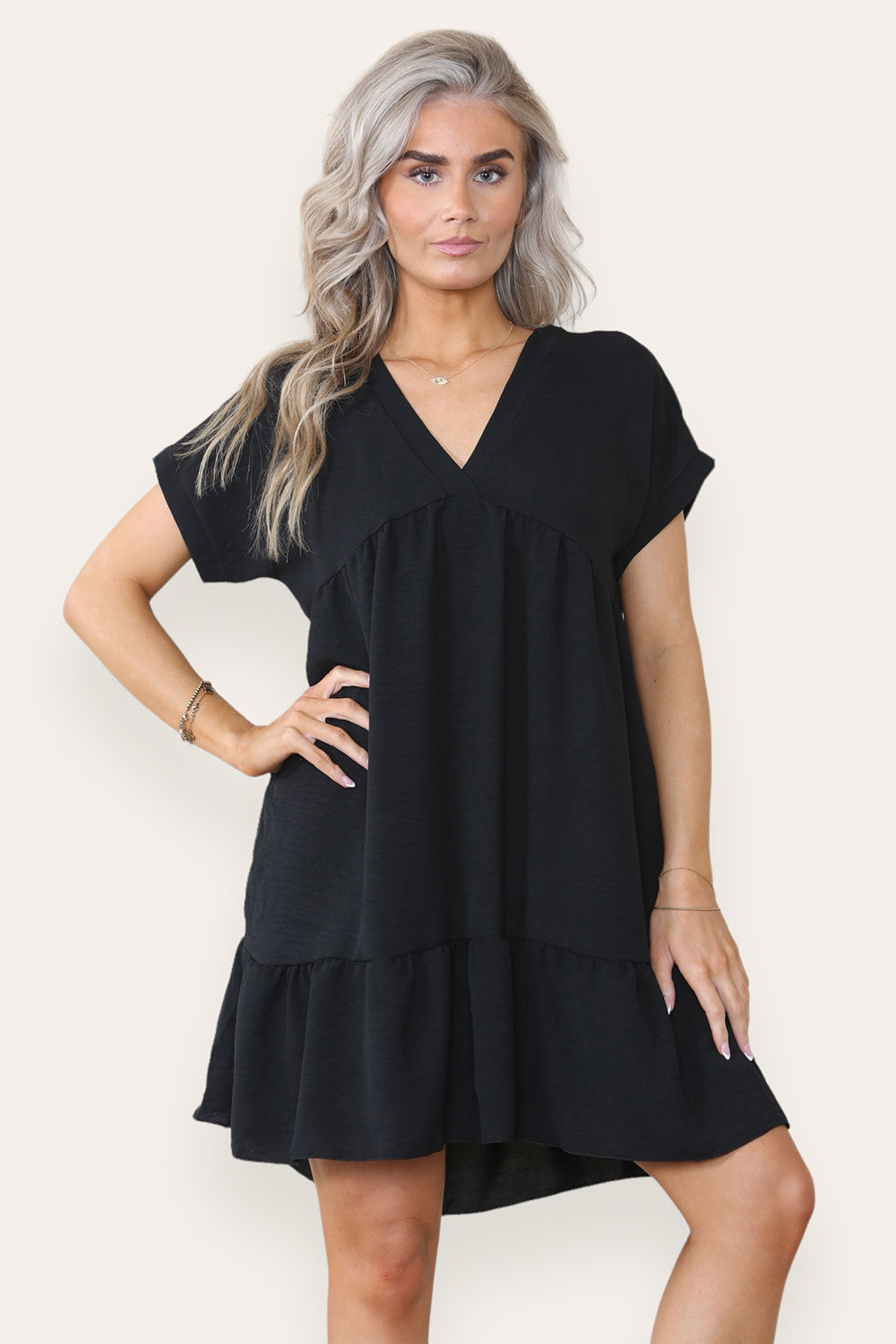 Womens Fancy Style Tiered Smock Dress