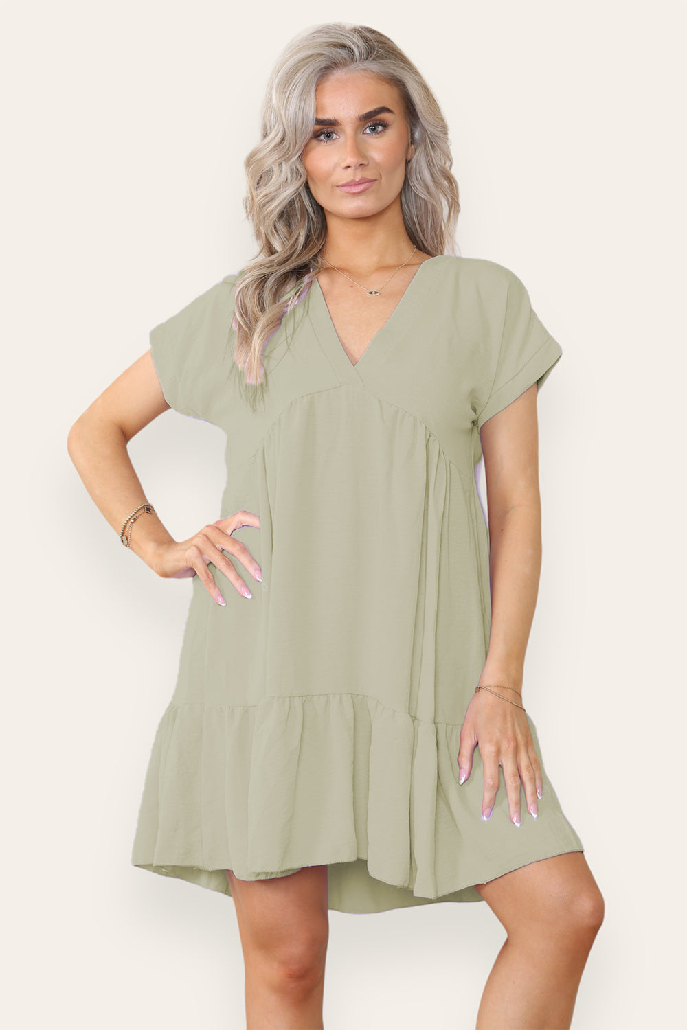 Womens Fancy Style Tiered Smock Dress