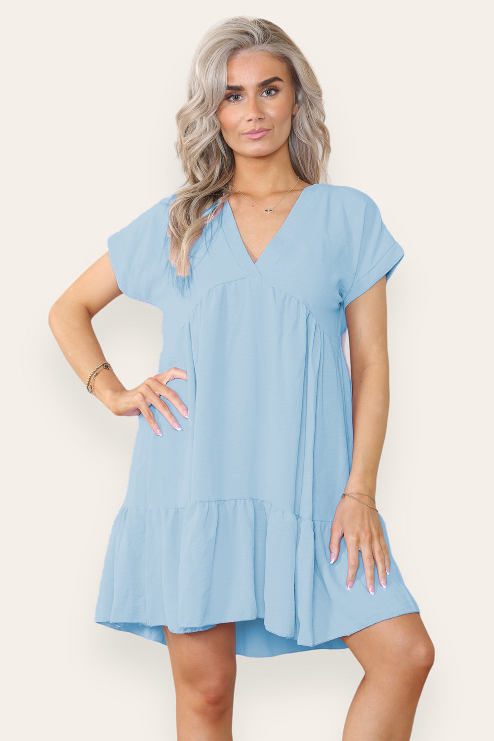 Womens Fancy Style Tiered Smock Dress